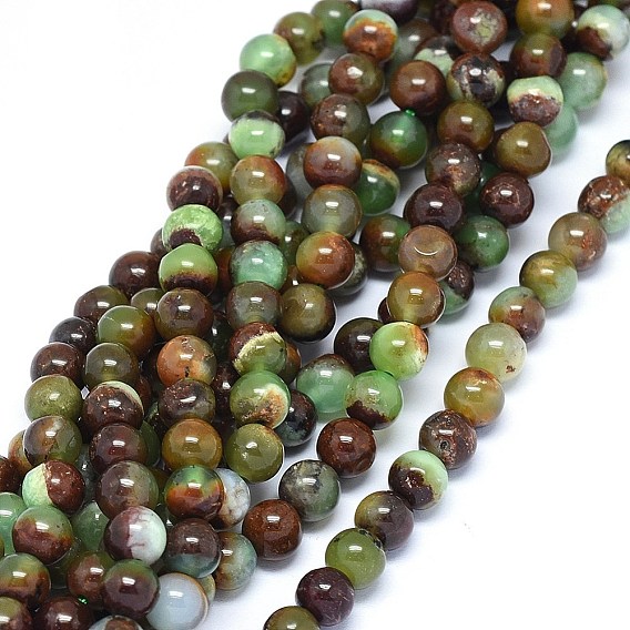 Hebras naturales de perlas de crisoprasa, rondo