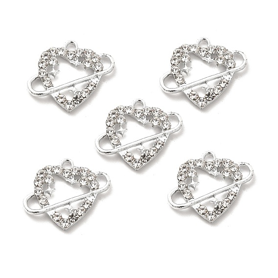 Alloy Rhinestone Pendants, Platinum Tone Hollow Out Heart Charms