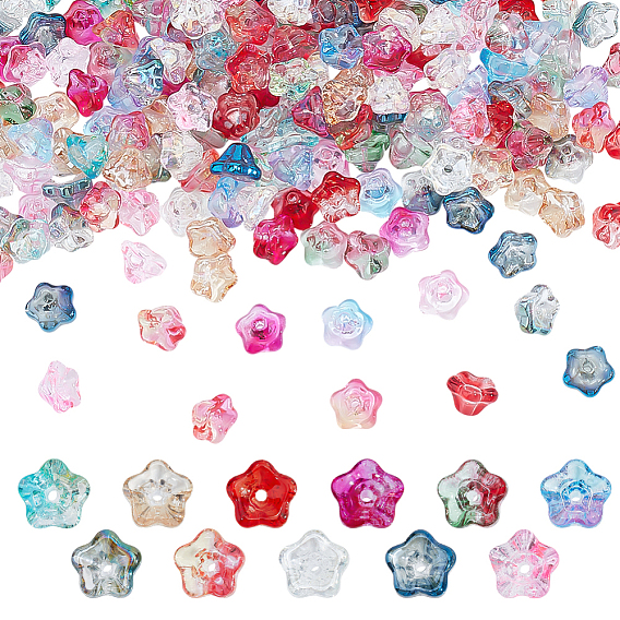 220 шт 11 цвета гальванические стеклянные бусины, труба цветок