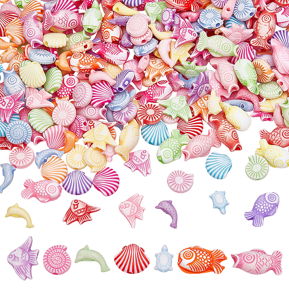 1050 шт 7 стили ремесленного стиля акриловые бусины, разнообразные