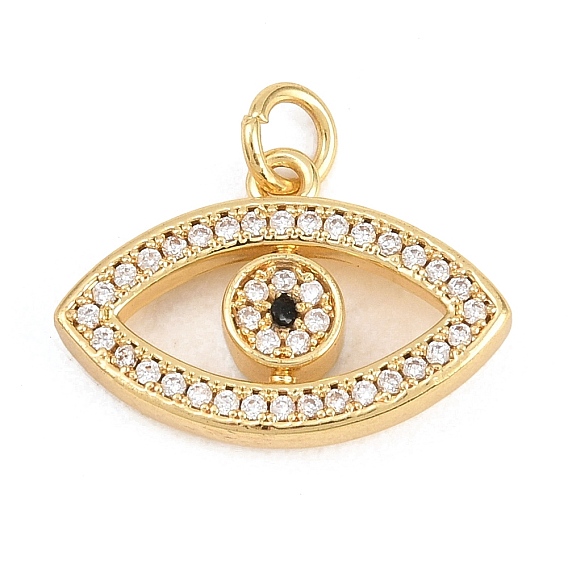 Латунные микропаве прозрачные подвески с фианитом, с эмалью, Очарование глаз, долговечный, стойки покрытие, без свинца и без кадмия