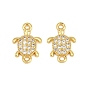 Dijes de conector de zirconia cúbica transparente con micro pavé de latón, enlaces de tortugas, chapado en rack, larga duración plateado, sin plomo y cadmio