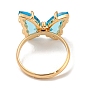 Brass Glass Finger Rings, Butterfly