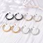 304 Stainless Steel Shell Shape Stud Earrings for Women, Half Hoop Earrings, Ion Plating(IP)