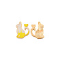 Zinc Alloy Enamel Pendants, Light Gold, Cat with Heart