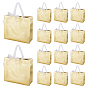 50 Lot de sacs de rangement en tissu non tissé, sacs à provisions, rectangle, avec 1 bordure en dentelle de polyester roulée