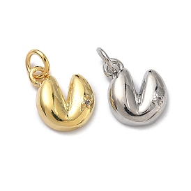 Подвески в виде сердца из печенья с предсказаниями, инкрустированные прозрачными кубическими циркониями, из латуни., долговечный, стойки покрытие, без свинца и без кадмия