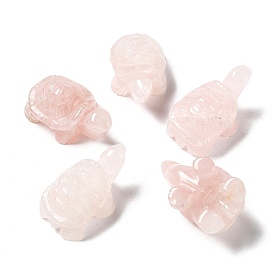 Natural Rose Quartz Turtle Healing Figurines, Reiki Energy Stone Display Decorations, for Home Feng Shui Ornament