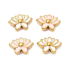 304 из нержавеющей стали эмаль бисер, цветок, реальный 18 k позолоченный, ионное покрытие (ip)