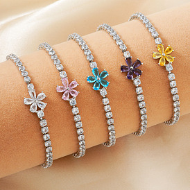 Элегантные латунные браслеты с подвесками из микрофибры и кубического циркония, браслеты из ромашек для женщин, платина