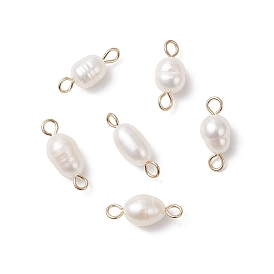 Подвески с разъемом для риса из натурального культивированного пресноводного жемчуга, с 304 двойными петлями из нержавеющей стали, белые