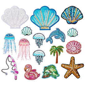 18шт. 14 стили, нашивка на одежду из поликоттона, термоклеящаяся., гладить, разнообразные