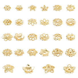 56 шт. 14 стили цветочные латунные колпачки для бусин