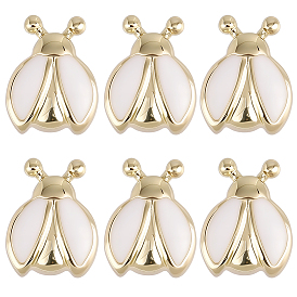 10шт. латунные эмалевые бусины, коровка, стойки покрытие, долговечный, без свинца и без кадмия