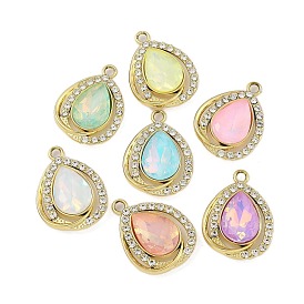 Glass Pendants, Alloy Rhinestone Findings, UV Plated, Teardrop