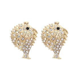 Chic Octopus Stud Earrings with Rhinestones - Unique and Stylish Zinc Alloy Ear Jewelry