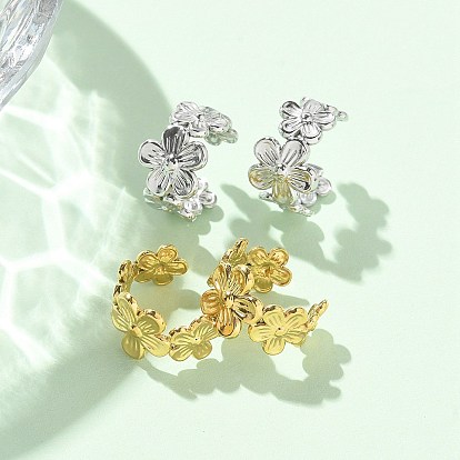 Ионное покрытие (ip) 304 серьги-манжеты из нержавеющей стали в форме цветка для женщин