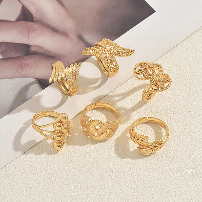 Латунные манжеты открытые кольца для женщин, реальный 18 k позолоченный