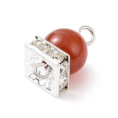7 pcs 7 breloques de connecteur de pierres précieuses mélangées de style chakra, liens ronds, avec des perles intercalaires en cristal de laiton et strass