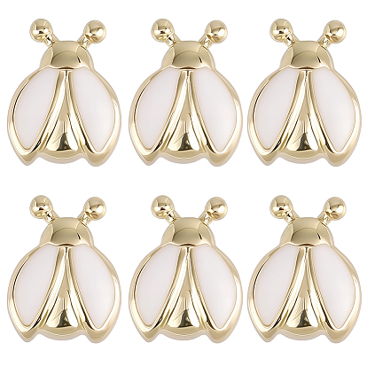 10шт. латунные эмалевые бусины, коровка, стойки покрытие, долговечный, без свинца и без кадмия