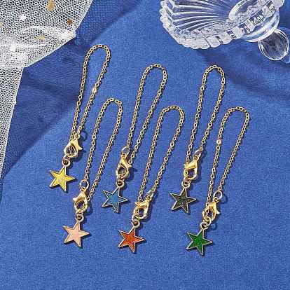 Alloy Enamel Pendant Decorations, Star Shapes