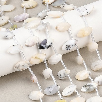 Натуральный белый опал африканские бусы пряди, граненые, лошадиный глаз , Топ пробуренной, с пластиковыми трубчатыми бусинами