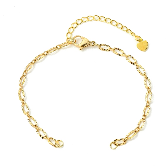 Brass Textured Oval Link Chains Bracelet Making, with Rack Plating Brass Curb Chain Extender, 304 Stainless Steel Lobster Claw Clasps & Open Jump Rings