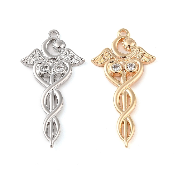 Латунные микропаве прозрачные подвески с фианитом, без кадмия, без никеля и без свинца, крыло