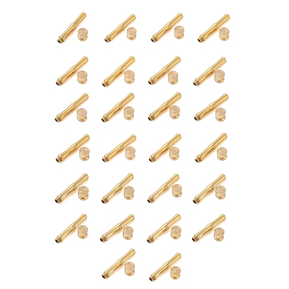 Golden Tone Brass Wax Seal Stamp Head with Bamboo Stick Shaped Handle, for Greeting Card Making
