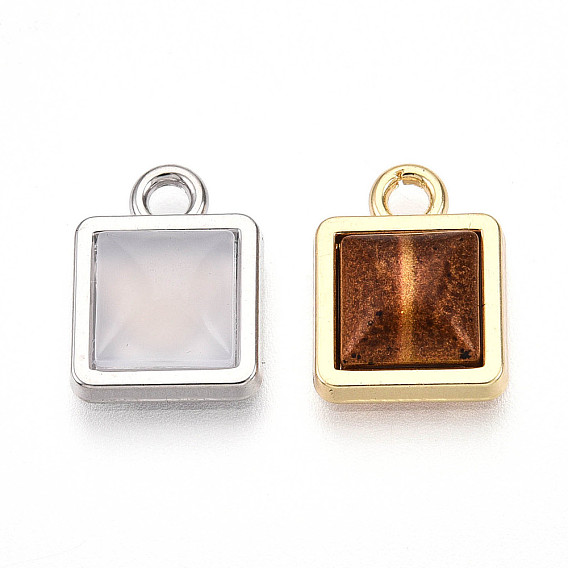 Квадратные подвески из сплава смолы, подвески из искусственного камня, граненые