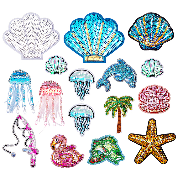 18шт. 14 стили, нашивка на одежду из поликоттона, термоклеящаяся., гладить, разнообразные