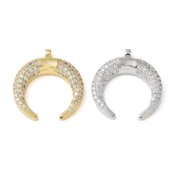 Латунные микро проложить кубического циркония подвески, двойные рога / полумесяц, без кадмия и без свинца, долговечный, стойки покрытие