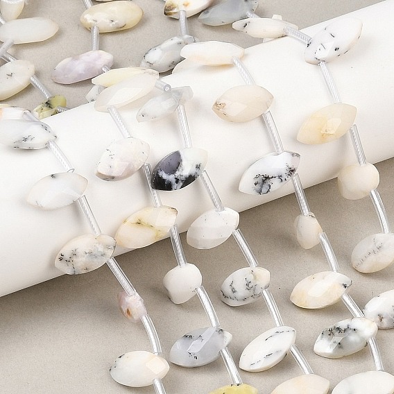 Натуральный белый опал африканские бусы пряди, граненые, лошадиный глаз , Топ пробуренной, с пластиковыми трубчатыми бусинами