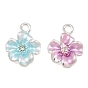 Aleación con colgantes de esmalte, con diamantes de imitación de cristal, encantos de la flor, larga duración plateado, chapado en rack, plata