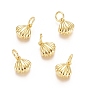 Brass Charms, with Jump Rings, Scallop Shell Shape