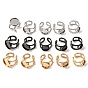 Hammered 304 Stainless Steel Cuff Ring Components, Round Pad Ring Setting
