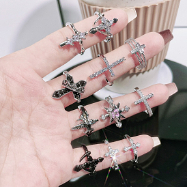 Латунные манжеты со стразами для женщин и мужчин, крестик