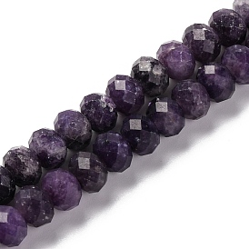 Natural Lepidolite Beads Strands, Faceted, Rondelle