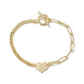Brass Heart Link Bracelets, Curb Chains & Paperclip Chains Bracelets for Women