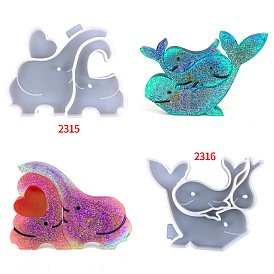 Mother's Day DIY Silicone Pendants Molds, Elephant/Dolphin Charm Molds, Resin Casting Molds, for UV Resin, Epoxy Resin Craft Making