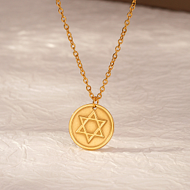 Стильное 304 ожерелье с подвеской «Звезда Давида» из нержавеющей стали для ежедневного ношения у женщин