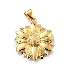 Eco-Friendly Brass Pendants, Long-Lasting Plated, with Natural Pearl, Cadmium Free & Lead Free, Flower