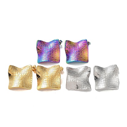 Ионное покрытие (IP) 304 Текстурированные квадратные серьги из нержавеющей стали для женщин