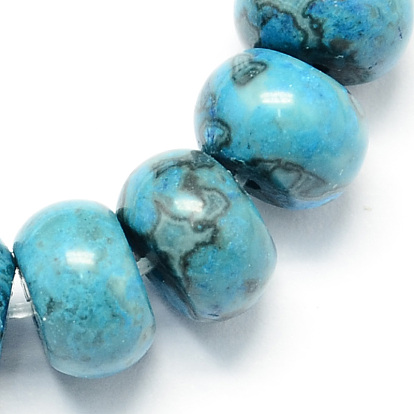 Dyed Natural Blue Agate Stone Rondelle Beads Strands, 8x5mm, Hole: 1mm, about 60~65pcs/strand, 15.7 inch