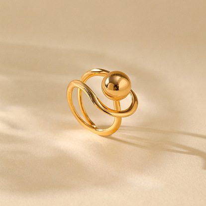 Регулируемые кольца для пальцев из латуни с круглыми бусинами