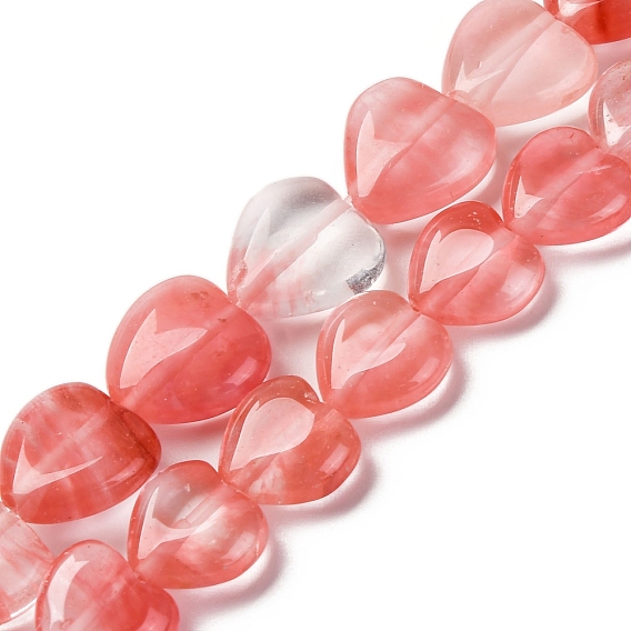 Вишневого кварца стеклянные бусы пряди, сердце