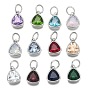 304 Stainless Steel Cubic Zirconia Pendant, Triangle, Stainless Steel Color