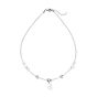 Natural Pearl Pendant Necklace with Glass Beaded Chains