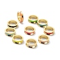 Brass Enamel European Beads, Large Hole Beads, Long-Lasting Plated, Lead Free & Cadmium Free, Real 18K Gold Plated, Ring