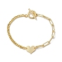 Brass Heart Link Bracelets, Curb Chains & Paperclip Chains Bracelets for Women